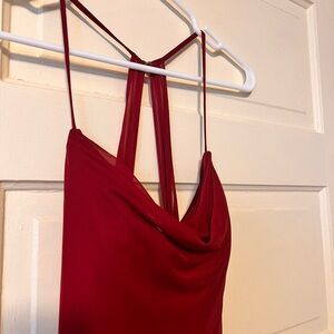 Azazie Burgundy Cowl Neck chiffon bridesmaids Dress